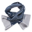 【ARMANI COLLEZIONI】幾何圖案短流蘇管狀蠶絲薄圍巾(湛藍色)