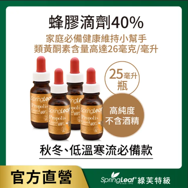 即期品【綠芙特級】蜂膠滴液40%_25mlx4入組(澳洲 蜂蜜 蜂王乳 維生素 葉酸)