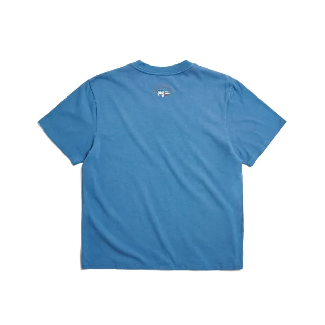 【EDWIN】男裝 寬版大W短袖T恤(灰藍色)