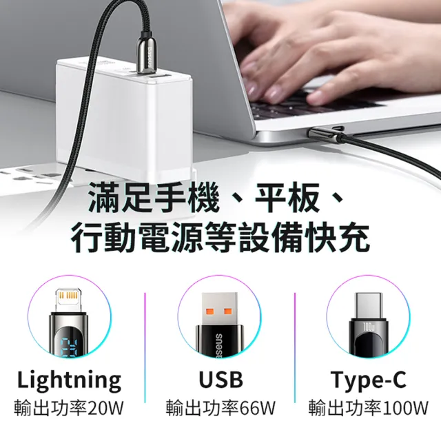 【BASEUS 倍思】數顯快充系列100公分 Type-C充電線 USB充電線(蘋果15可用/智能快充線/數據線/電壓顯示)