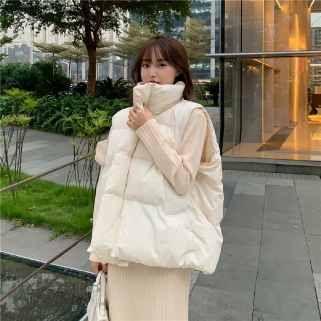 【AS 假日泳裝】加厚鋪棉 有口袋 拉鍊背心外套 FR093