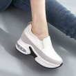 【baibeauty 白鳥麗子】韓版素面牛皮拼接氣墊造型懶人包鞋(內增高)