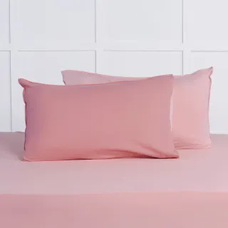 【YVONNE 以旺傢飾】100%美國純棉素面枕套-雙色 莓果粉 1入(LINE FRIENDS)