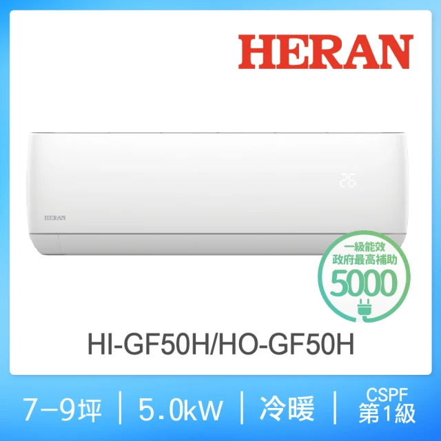 HERAN 禾聯 福利品7-9坪 一級變頻冷暖分離式空調(H