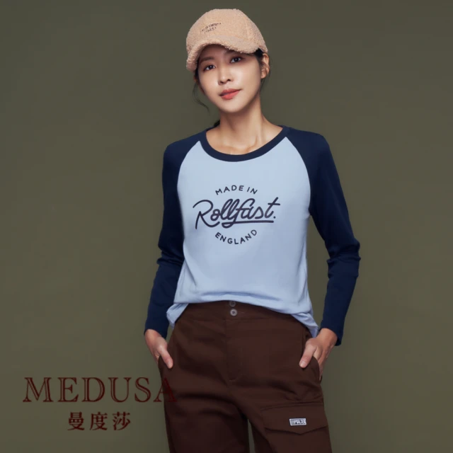 MEDUSA 曼度莎 現貨-美式復古 Rollfast 撞色T恤（M-XL）｜女上衣 長袖上衣 休閒上衣 冬新品(201-20901)