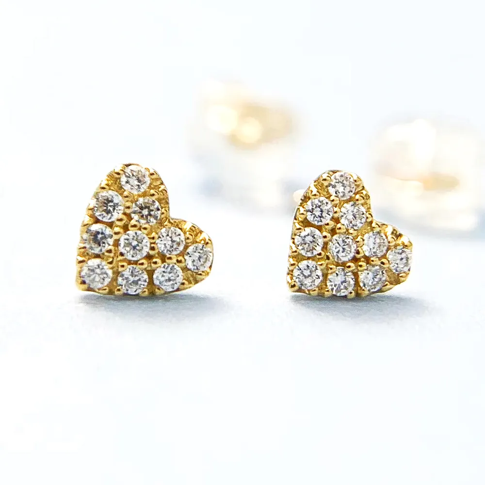 【BRILLMOND JEWELRY】輕珠寶 天然鑽石耳環 10分 18K 黃金 心型款(天然鑽石總重10分 全18K金台)