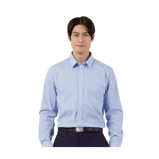 【Blue River 藍河】男裝 藍色長袖襯衫-白色條紋魅力(日本設計 純棉舒適)