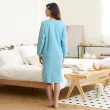 【Wacoal 華歌爾】睡衣-居家休閒 M-L純棉針織印花洋裝 LWY45983BU(藍綠衣領/黃衣身)