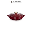 【Le Creuset】琺瑯鑄鐵鍋愛心燉飯鍋20cm(醇酒紅-金頭-內鍋白)