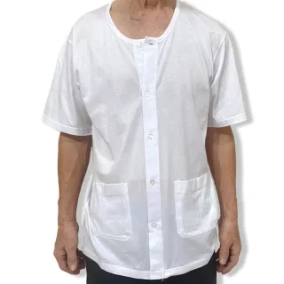 【PIN HAPPINESS】台灣製100%純棉短袖上衣 男女汗衫(中老年爸爸上衣 老人衣服 銀髮族好穿脫)