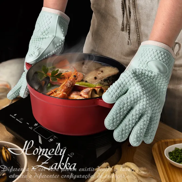 【Homely Zakka】北歐高顏值加厚耐高溫防水隔熱烘焙防燙手套一雙_2色任選(廚房手套 微波爐手套 耐熱手套)