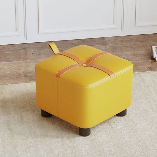 【Mega】摩登科技皮革時尚小矮凳 方形換鞋凳(小凳子 小椅 沙發凳 椅凳 輕巧手提設計)