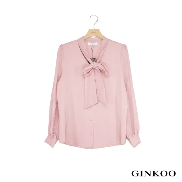 【GINKOO 俊克】素色領巾襯衫