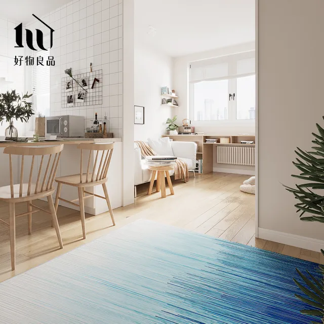 【好物良品】140x200cm_簡約輕奢長形高密度水晶法蘭絨短絨毛可機洗防滑地毯地墊(客廳臥室沙發茶几墊)