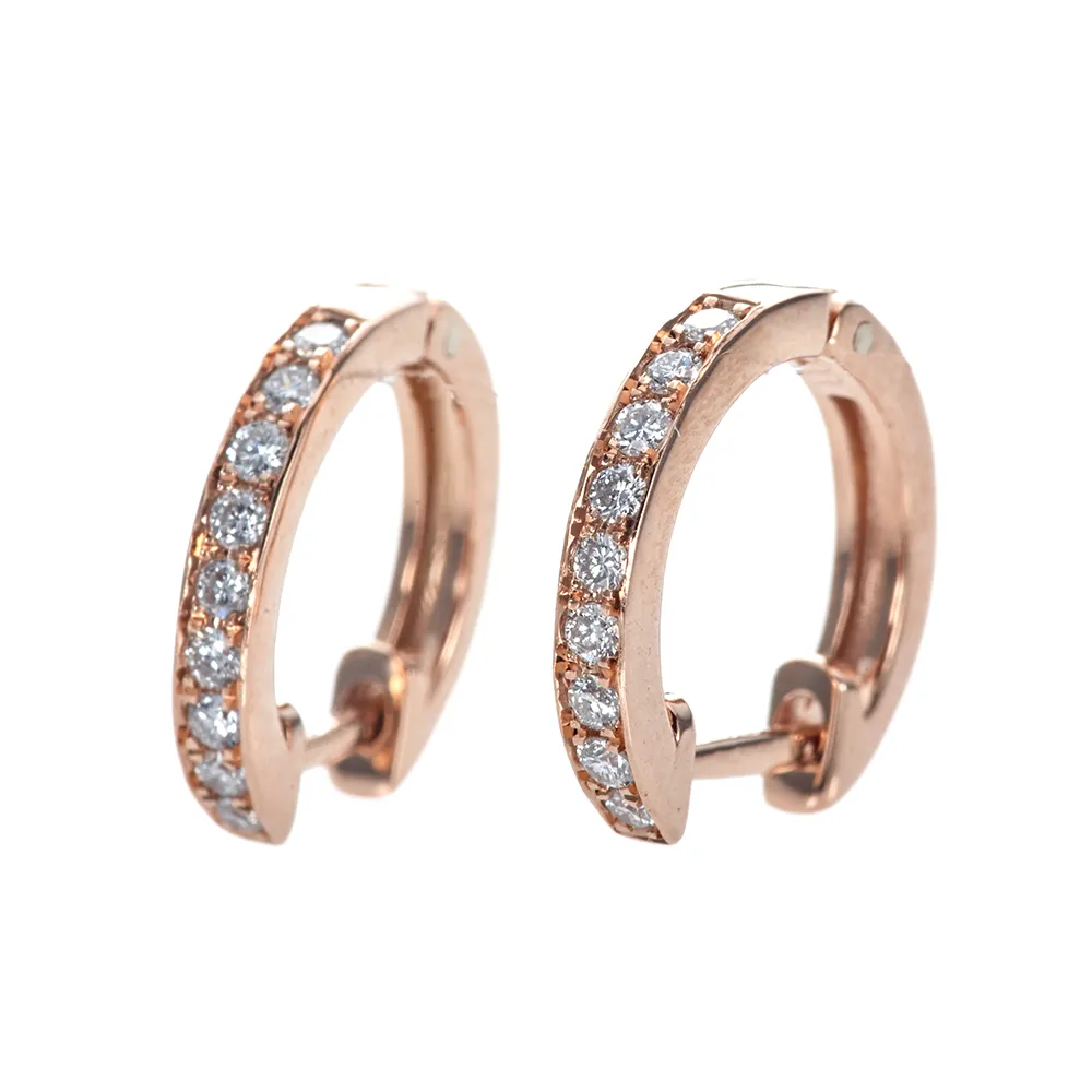 【DOLLY】0.20克拉 輕珠寶18K玫瑰金鑽石耳環(005)