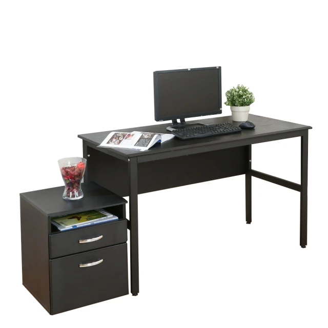 【DFhouse】頂楓120公分電腦辦公桌+活動櫃-黑橡木色