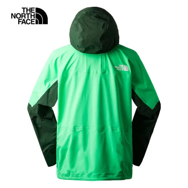 【The North Face 官方旗艦】北面男款綠色拼接防水透氣可調節連帽衝鋒衣｜82WK8YK
