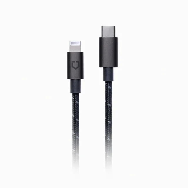 【RHINOSHIELD 犀牛盾】Lightning to USB-C for 2M ∣ 2公尺 黑色編織款充電線/傳輸線(iPhone/iPad適用)