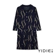 【YIDIE 衣蝶】幾何字母圖案短洋裝-深藍