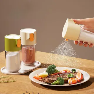 【SUNLY】按壓式定量調味鹽罐 控量調料瓶 廚房調味罐(定量調味 密封防潮鹽罐 香料罐)