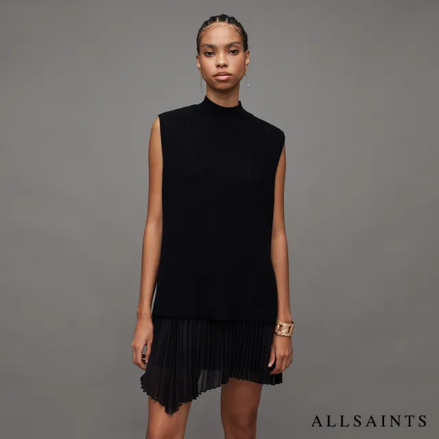 【ALLSAINTS】EVE 兩件式奢華襯裙羊毛針織短洋裝 WD035Z(修身版型)