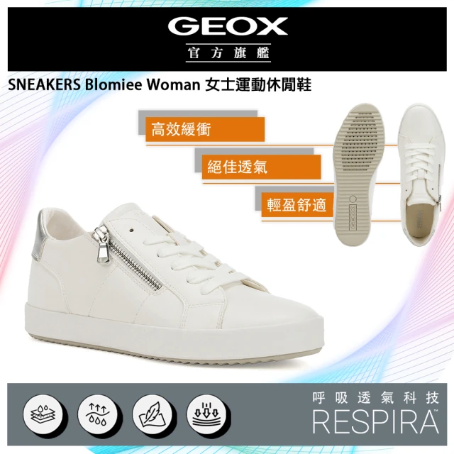 GEOX Blomiee Woman 女士運動休閒鞋 白/銀