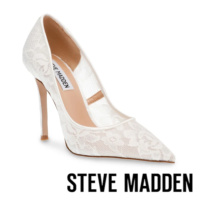 STEVE MADDEN EVELYN-K 簍空印花尖頭高跟鞋(白色)