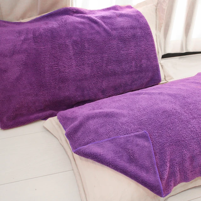 YenzchYenzch 珊瑚絨枕頭巾/2入 70x50cm 神秘紫(RM-90007-3 台灣製)