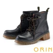【ORIN】造型真皮綁帶7孔馬汀短靴(黑色)