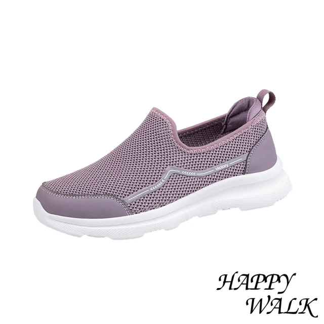 【HAPPY WALK】極簡樂福鞋 網面樂福鞋/極簡流線透氣網面健步樂福鞋(粉)
