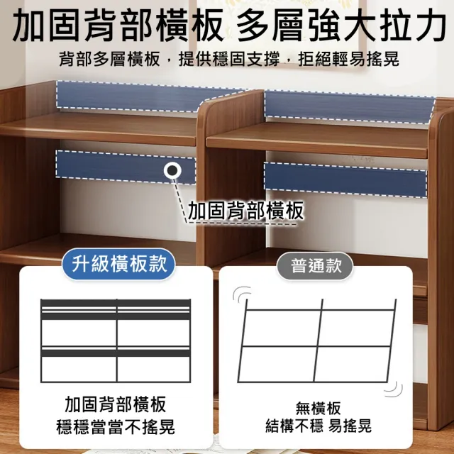 【MINE 家居】簡約書架 桌上架 白橡木色雙層款 68*20*40cm(書架/收納架/書櫃) 