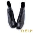 【ORIN】質感羊皮素面粗跟短靴(黑色)