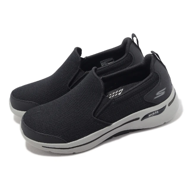 SKECHERSSKECHERS 休閒鞋 Go Walk Arch Fit-Conference 男鞋 黑 健走鞋 足弓支撐 套入式(216260-BKGY)