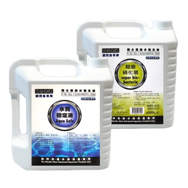 【MR.AQUA水族先生】世界先進 水質穩定4L+超級硝化菌4L 超值組4000ml二瓶組合(日常養魚換水必備)