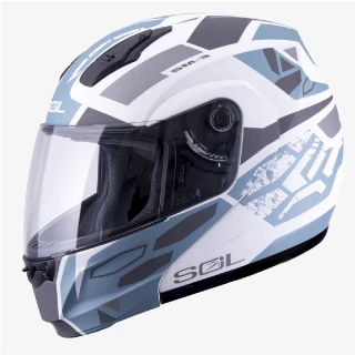 【SOL】SM-3 戰將 消光白/灰藍銀 可樂帽 全罩式 MD-04(可掀式安全帽│鏡片│內襯│輕量化)