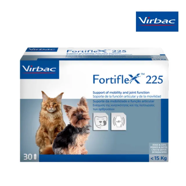 【Virbac 維克】Fortiflex 健骨樂225 30錠（適用小於15kg之狗貓）(關節保健、高純度軟骨素)