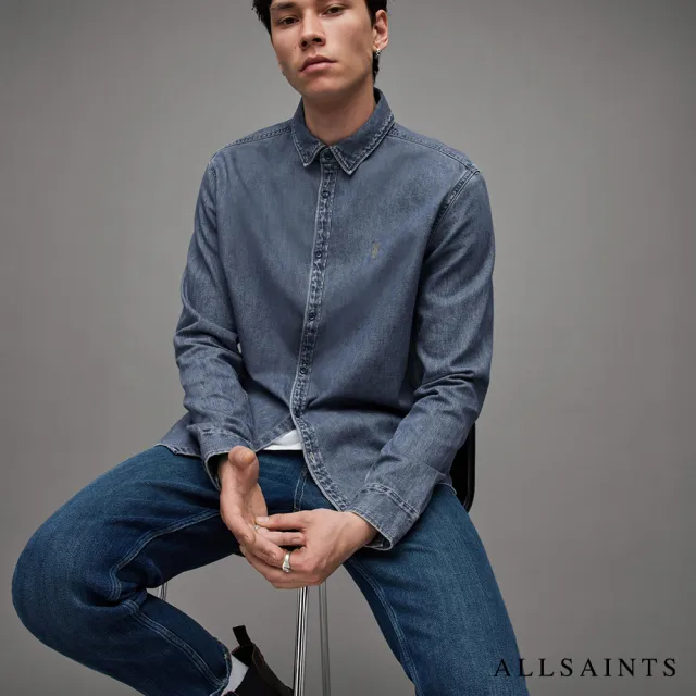 【ALLSAINTS】ELM 公羊頭骨牛仔長袖襯衫 MR005Z(舒適版型)