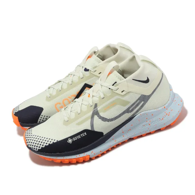 【NIKE 耐吉】防水野跑鞋 React Pegasus Trail 4 GTX 米白 藍 男鞋 戶外 緩震 反光(DJ7926-004)