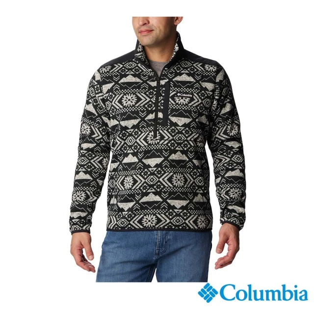 Columbia 哥倫比亞Columbia 哥倫比亞 男款-Sweater Weather半開襟刷毛上衣-黑色印花(UAE67530FD/HF)