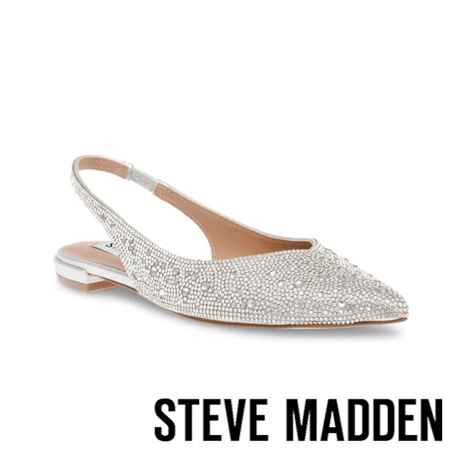 steve madden CARE-RE 鑽面尖頭繞踝平底鞋(銀色)