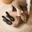 【Amoscova】現貨 真皮女靴 短筒靴 頭層牛皮 切爾西馬丁靴 簡約休閒中筒靴 靴子 女鞋(1698)
