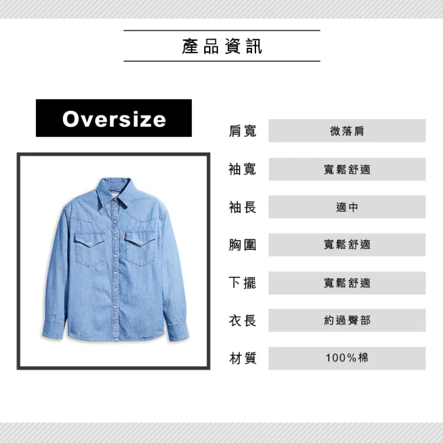 【LEVIS 官方旗艦】女款 Oversize寬鬆版牛仔襯衫外套 / 精工中藍染水洗 熱賣單品 A3373-0030