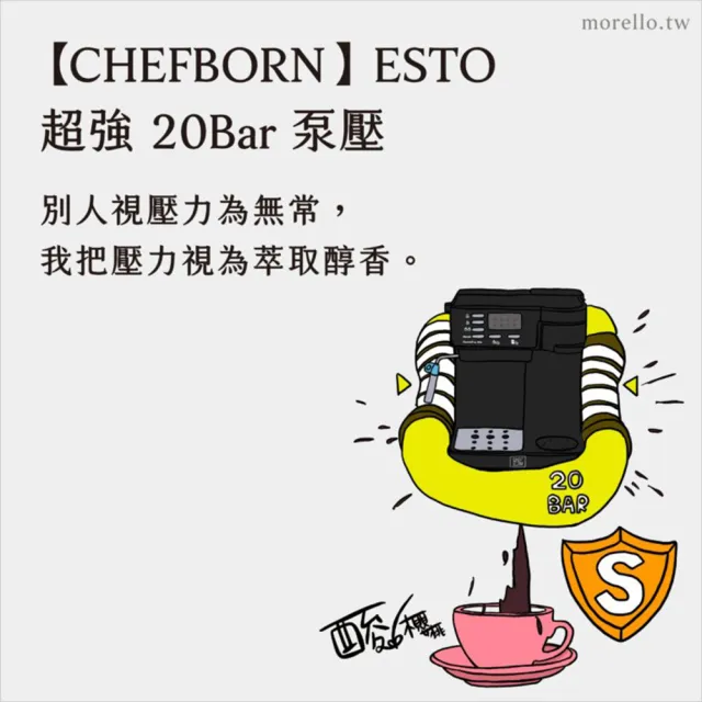 【CHEFBORN韓國天廚】Esto多功能半自動義式咖啡機(義式/美式/膠囊3in1)
