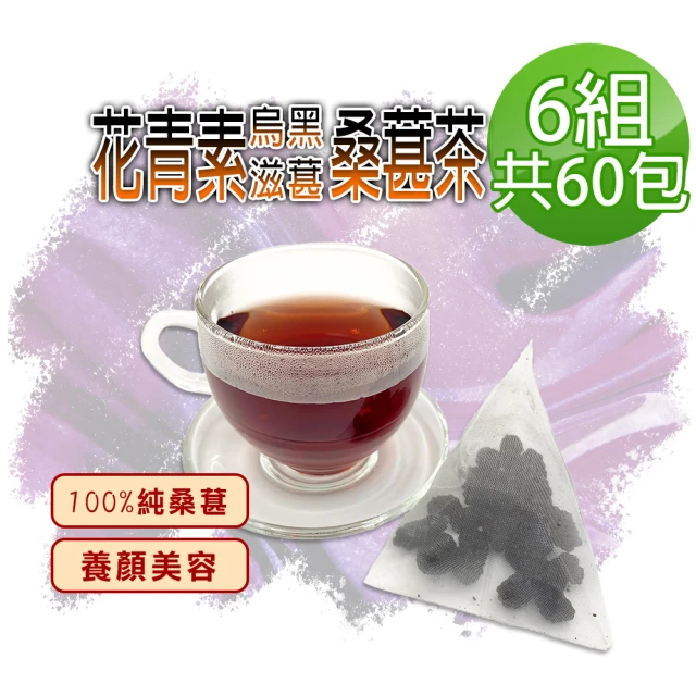 蔘大王 花青素滋葚黑桑葚茶包X6組（6gX10入/組）長效期版(每入等於24g鮮果 就是黑黑黑 低糖高纖桑椹)