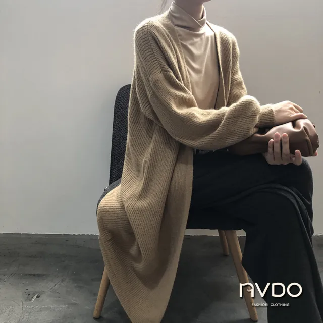 【NVDO】現貨 慵懶歐風保暖針織長外套-3色可選(罩衫外套/保暖外套/F009/秋冬款)