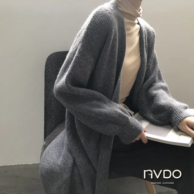 【NVDO】現貨 慵懶歐風保暖針織長外套-3色可選(罩衫外套/保暖外套/F009/秋冬款)