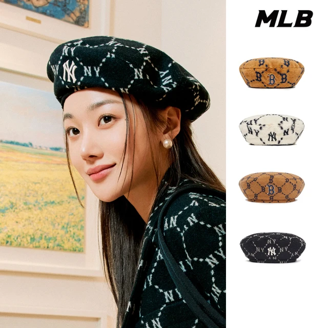 MLBMLB 羊毛貝蕾帽 MONOGRAM系列 絨毛貝蕾帽(3ACBMW126.3ACBMF126_多款任選)