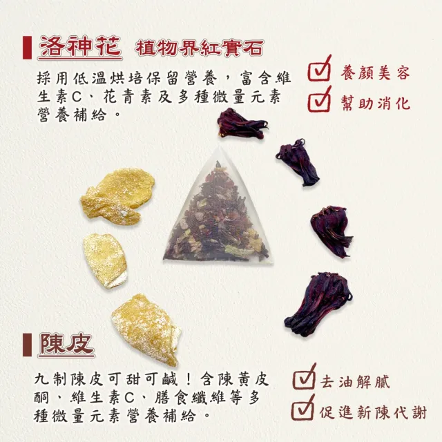 【蔘大王】陳皮洛神纖暢茶包X2組（6gX10入/組）(打擊油膩 幫助消化 使排便順暢 小資養生茶包)
