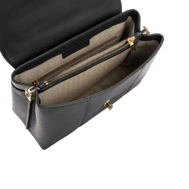 【Premium Authentic】PA．Quad金屬扣兩用方包-石墨黑(PA 真皮 手提包 兩用包  斜背包 側背包)