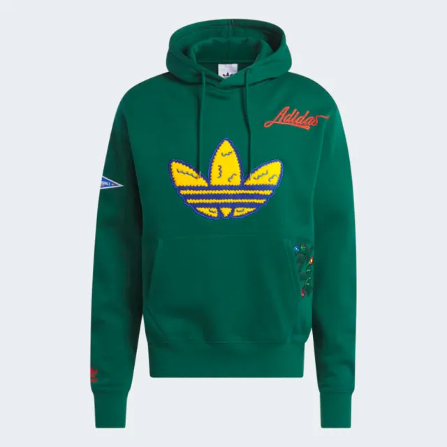 【adidas 愛迪達】上衣 男款 長袖上衣 帽T 運動 三葉草 C BADGE HOODY 綠 IL2354